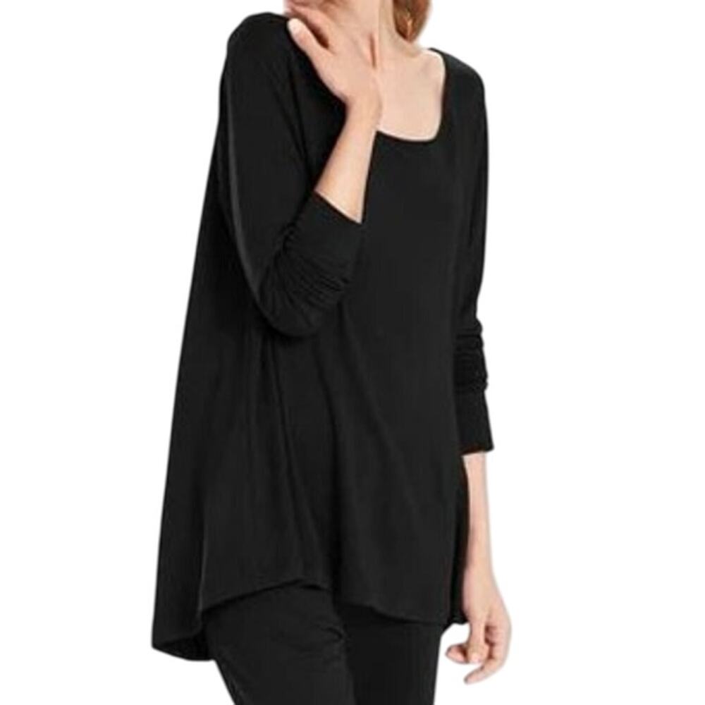 Natori Everywhere Top Womens M Black Soft French Terry Scoop Neck Relax Lounge
